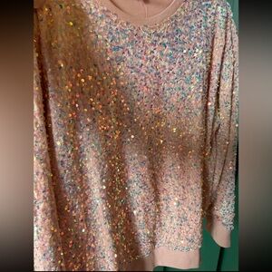 Shiraleah pink Sequin Embellished Pink Sweatshirt all sizes